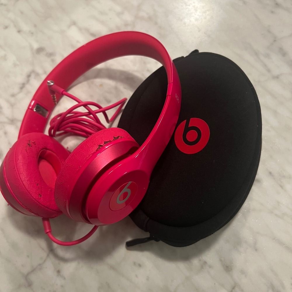 Beats by Dre Solo HD Wired On-Ear Headphones Pink 3.5mm works tested READ